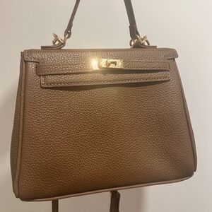 Handmade Taupe Leather Top-Handle Popsewing Kelli Bag